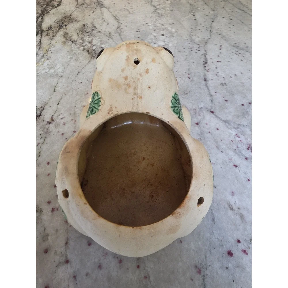 Vintage Pottery Frog Planter Small